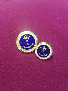 Anchor Buttons (Blue Enamel with Rope Edge)